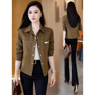 MONLOUVE百搭小个子高级感小众短外套女2025春秋显瘦休闲衬衫减龄