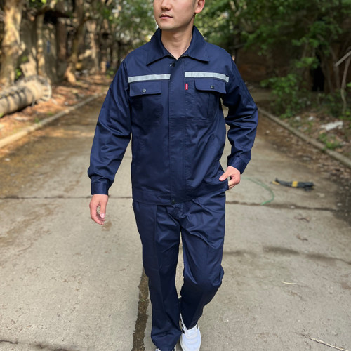 夏季纯棉长短袖反光条工作服定制