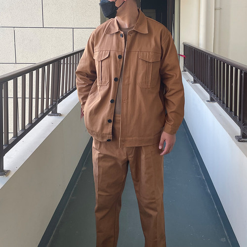 秋冬厚帆布电焊工作服防烫防火花