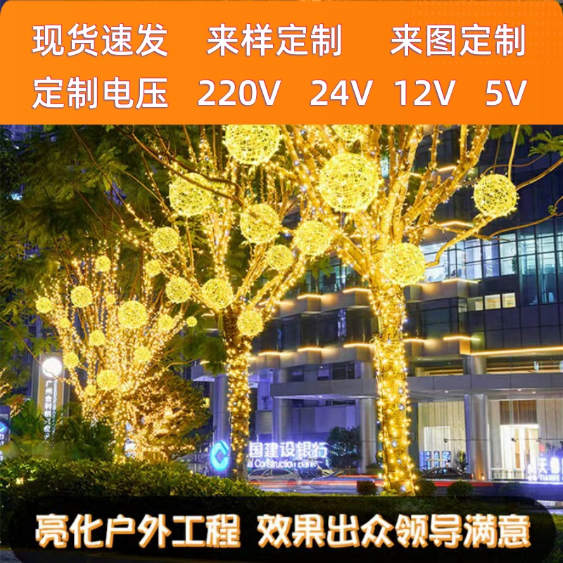 led春节亮化藤球灯户外防水圆球彩灯满天星工程树木挂件节日彩灯