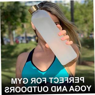 1L Water Bottle With Time Marker 32 OZ Motivational Reusable