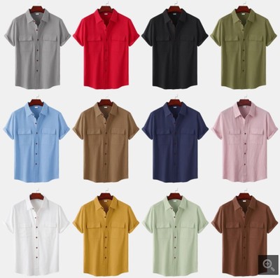 summer shirt men linen white shirt shirts mens hawaiian 男