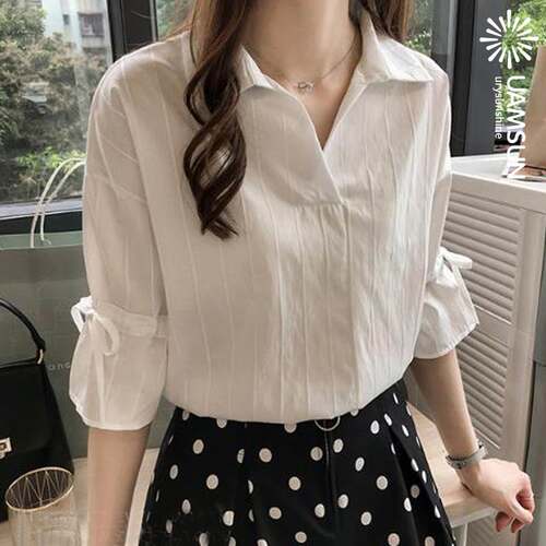 summer short sleeved shirt women loose casual blouse 女衬衫