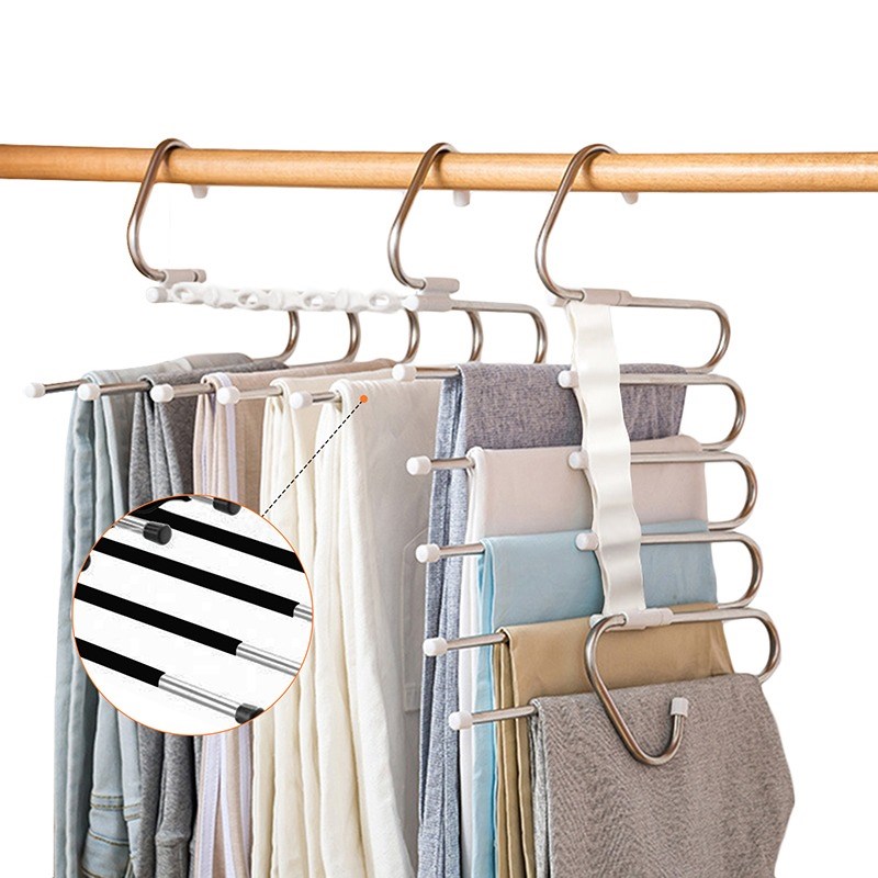 5 in 1 Pant Hanger for Clothes Organizer Multifunction Shelv