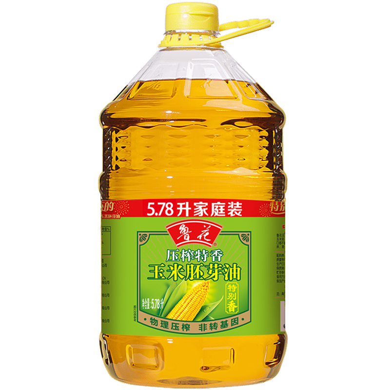 鲁花物理压榨特香玉米胚芽油5.78L非转基因家用食用油玉米油