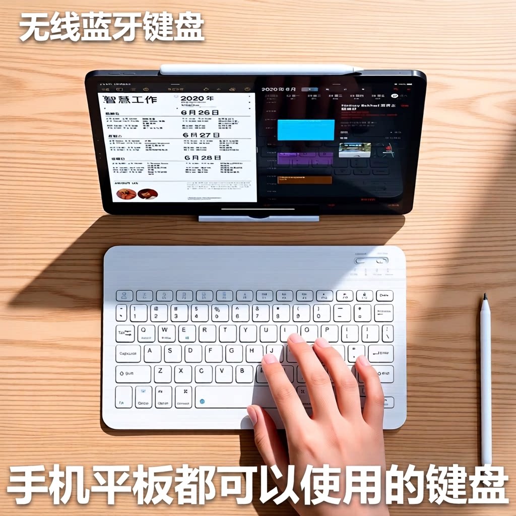 蓝牙充电键盘适用iPad平板电脑苹果华为安卓手机通用键鼠套装外接静音便携连接打字办公轻薄粘贴无线按键