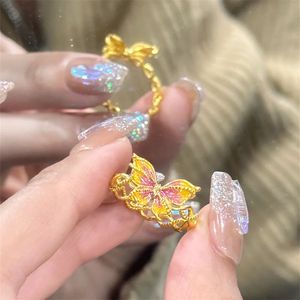 绝美梦幻珐琅蝴蝶戒指项链灵动精致小众高级轻奢吊坠指环女生礼物