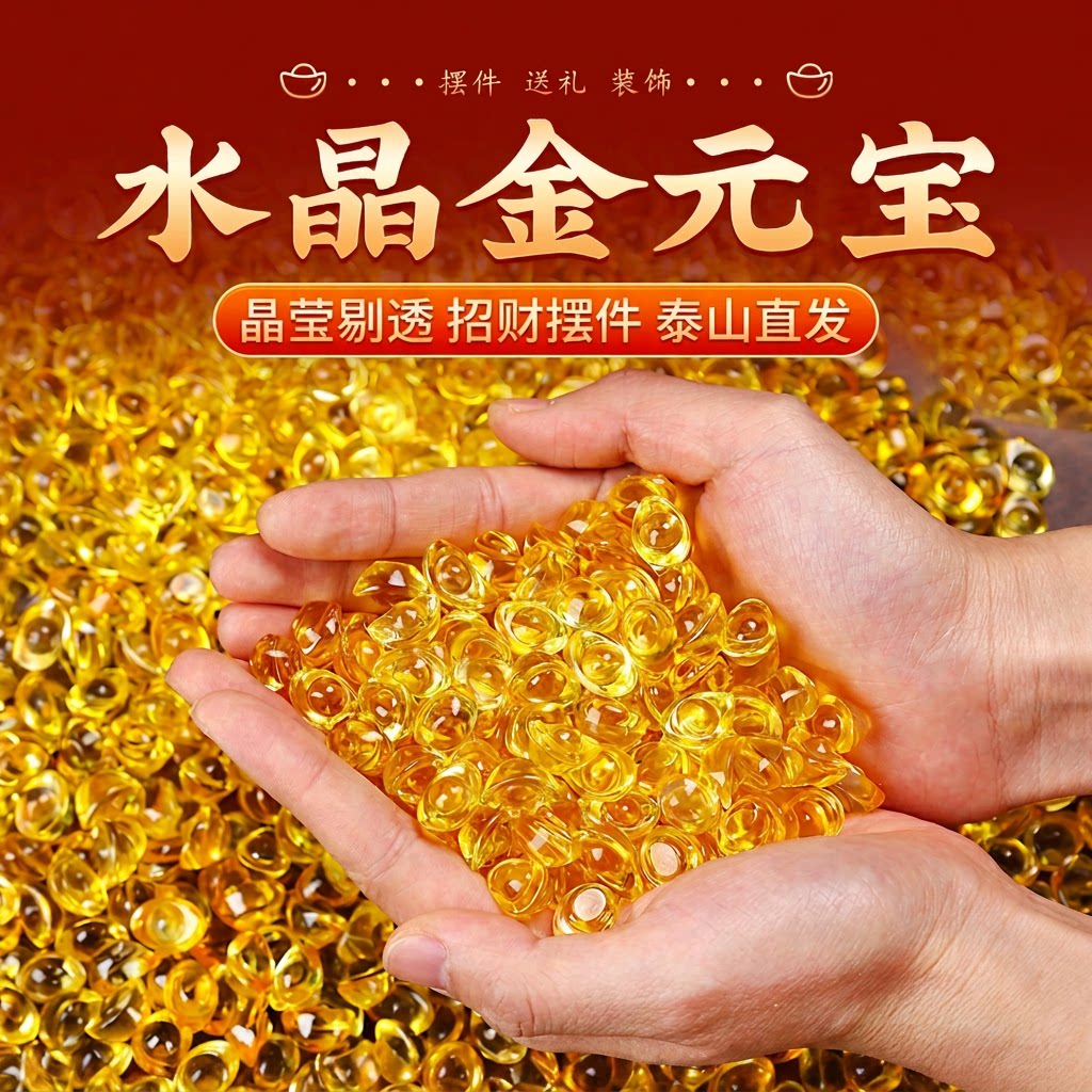 黄水晶元宝摆件迷你琉璃小元宝图片