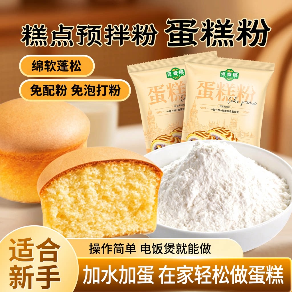蛋糕粉低筋面粉烘焙家用电饭煲蛋糕专用粉预拌粉商用小包装食用图片
