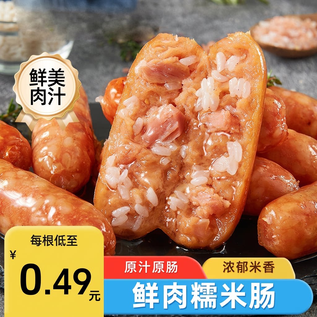【40根*1箱】糯米鸡肉肠鲜嫩糯米烤肠速食办公追剧解馋包装零食