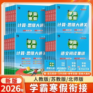 2026春学霸寒假阅读集训计算思维大通关一二三四五六年级语文数学人教版 寒假作业衔接阅读理解计算思维提高巩固专项训练经纶 苏教版