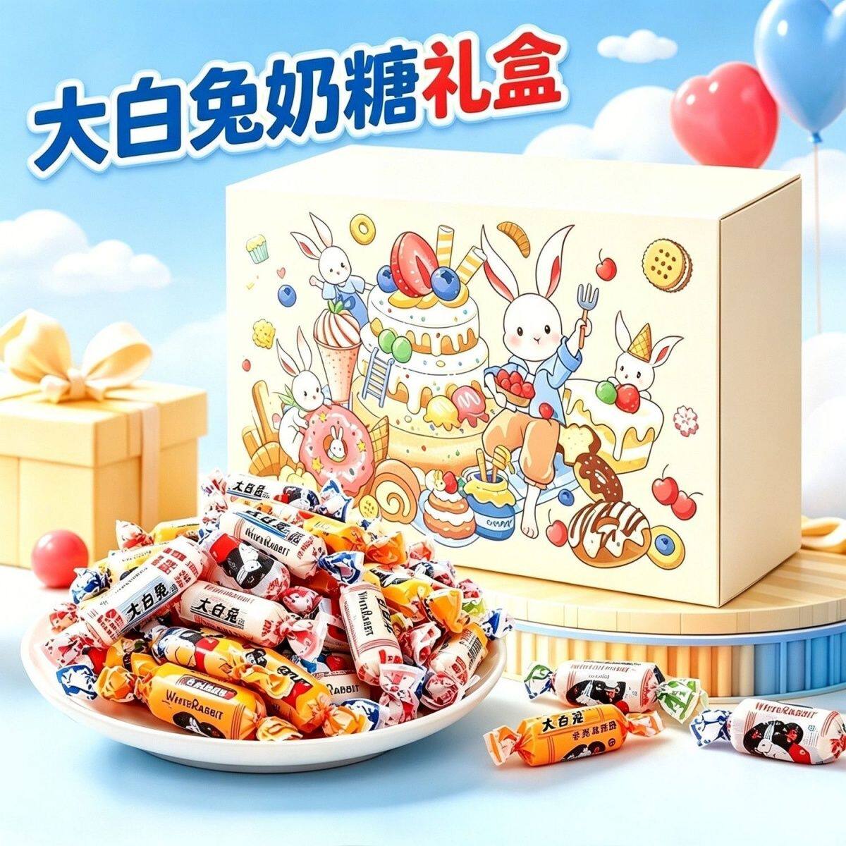 上海大白兔奶糖250g七夕情人节礼物糖果零食原味礼盒口味混合酸奶