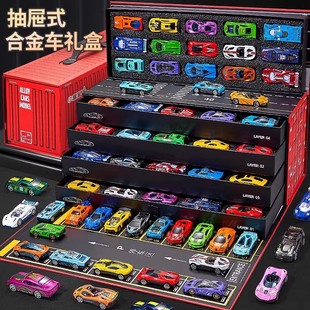 小汽车赛车迷你模型小车益智男孩2岁 合金儿童玩具车回力滑行套装
