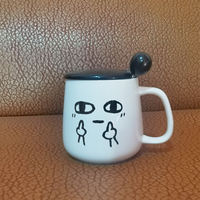 Ceramic household covered cartoon cups, couple office large-capacity cute water cups, coffee cups, mugs for drinking water thumbnail 2