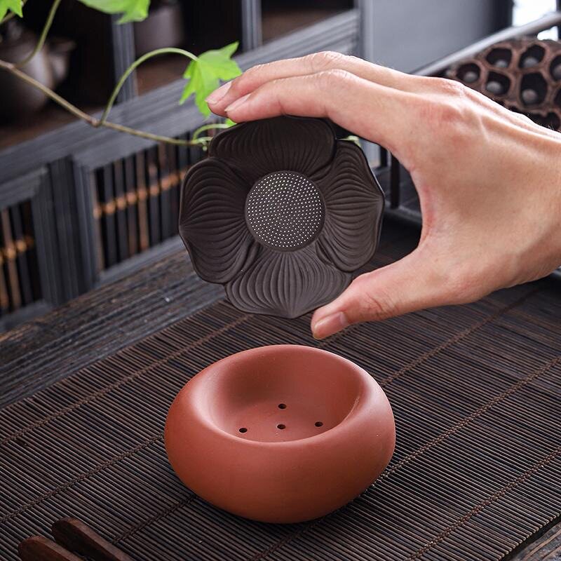 柿柿如意紫砂茶漏创意柿子茶滤复古摆件陶瓷茶叶过滤器茶道配件