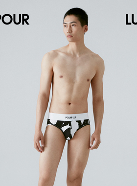 璞履 男士黑标长绒棉罗纹中腰涂鸦印花三角内裤 POUR LUI UDW135