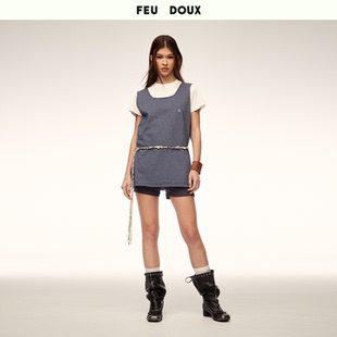 FEU DOUX 低圆领徽章格纹背心