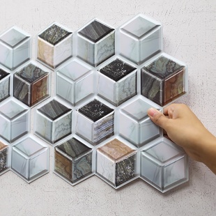 饰防水 几何形状5D立体贴纸自粘墙贴创意电视背景墙壁纸墙纸装