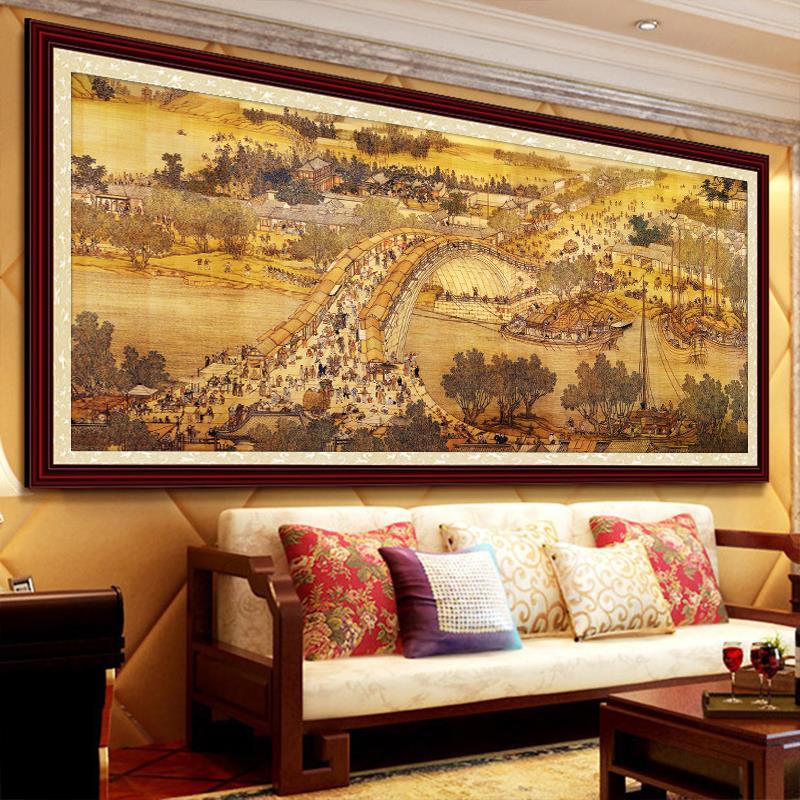新款2019清明2020十字绣新款客厅上河图满绣自己手工大幅大气丝带