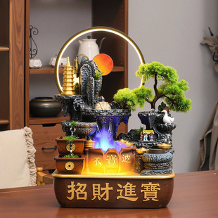 飾 桌面流水擺件招財循環水假山客廳玄關辦公室小眾高級感風水輪裝
