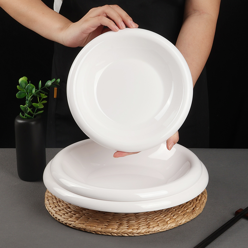 密胺大盘子商用深盘口水鸡麻婆豆腐反口塑料圆形汤盘酒店饭店专用