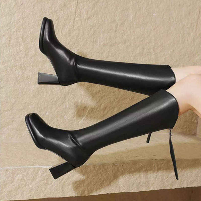 显瘦长靴V口小个子高筒瘦瘦靴女2025年秋冬新款高跟骑士靴长筒靴