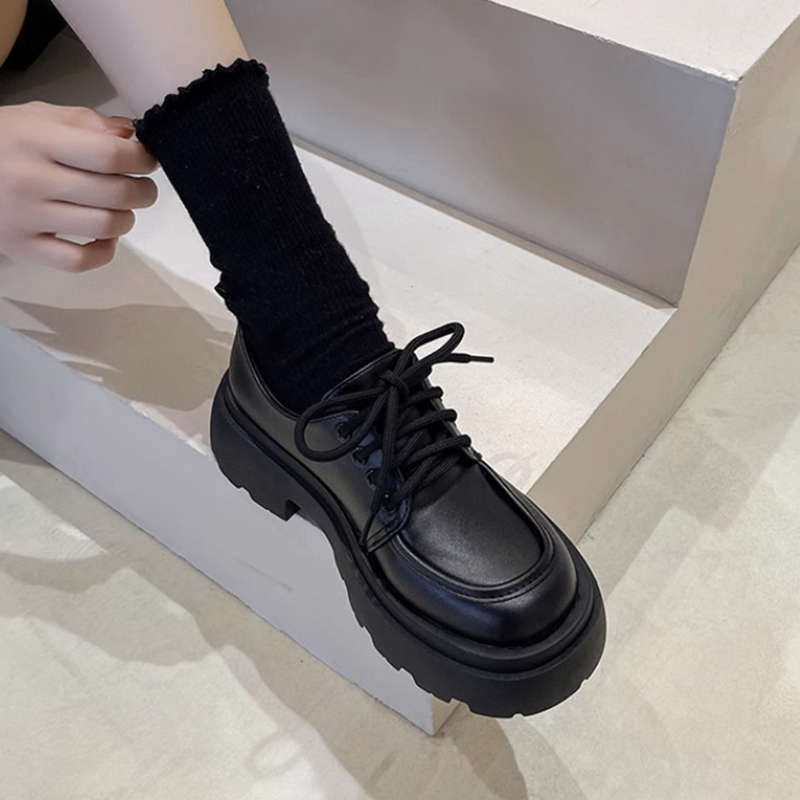 英伦风厚底小皮鞋女2025新款春秋百搭黑色jk单鞋松糕乐福鞋ins潮