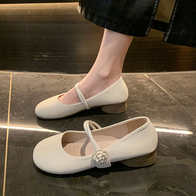 法式低跟玛丽珍单鞋女2025新款夏季配裙子温柔晚晚软底一脚蹬豆豆