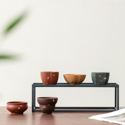 紫砂锔钉五福茶杯套装 | 高档文创茶具 × 主人杯品茗杯礼盒