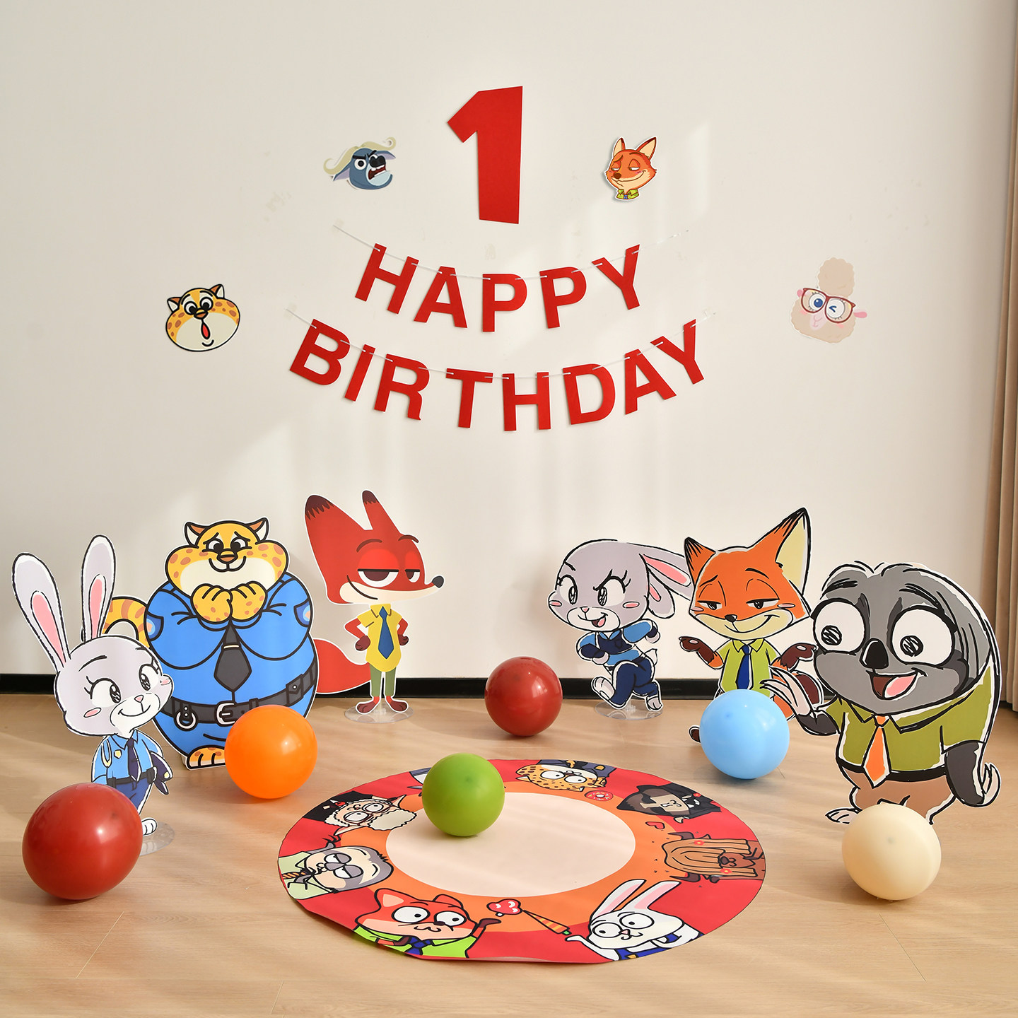 疯狂动物城3岁生日场景布置气球kt板儿童男孩女孩卡通派对套餐