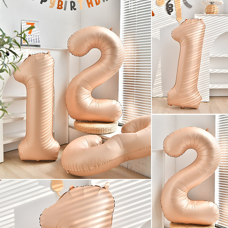 40寸奶油色超大生日数字气球儿童周岁生日派对场景布置拍照道具