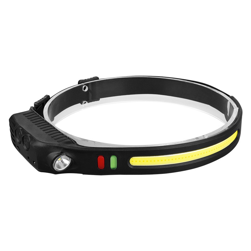 新款感应硅胶头灯户外骑行夜钓灯LED强光USB充电紫光蝎子灯