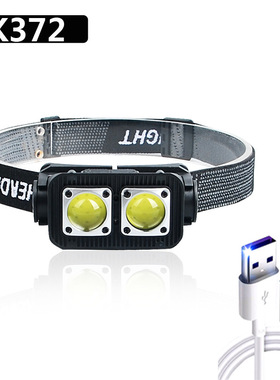 源头厂新款COB跑步灯USB充电轻型LED泛光 户外野营头戴式强光头灯