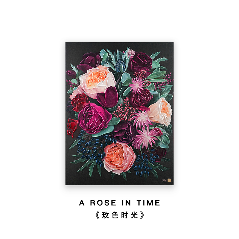 客厅装饰画轻奢高级感手绘肌理立体花卉玄关餐厅电表箱挂画免打孔图片