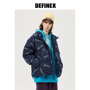 DEFINEX潮牌23冬季 加厚羽绒服男白鸭绒立领保暖面包外套 美式 短款