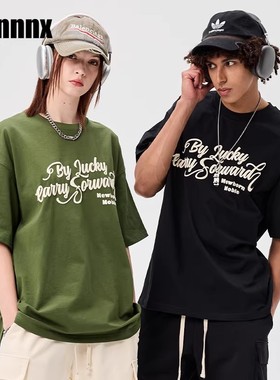 dnnnnx男士短袖T恤2025年新单纯棉发泡字母国潮牌美式宽松体恤衫