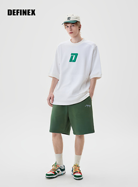 DEFINEX潮牌25夏重磅水洗做旧喷染复古街头休闲宽松纯棉短裤