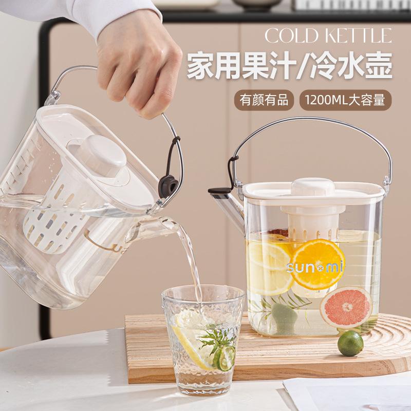 泡茶冷水壶家用冰箱高级感密封食品级韩式可爱奶油风带手提大容量