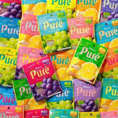 热卖日本pure心形果汁夹心软糖多种水果口味爱心糖果儿童休闲