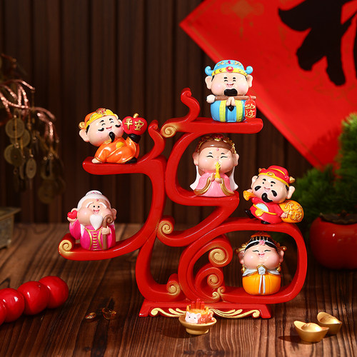 小神仙财神招财摆件福字装饰