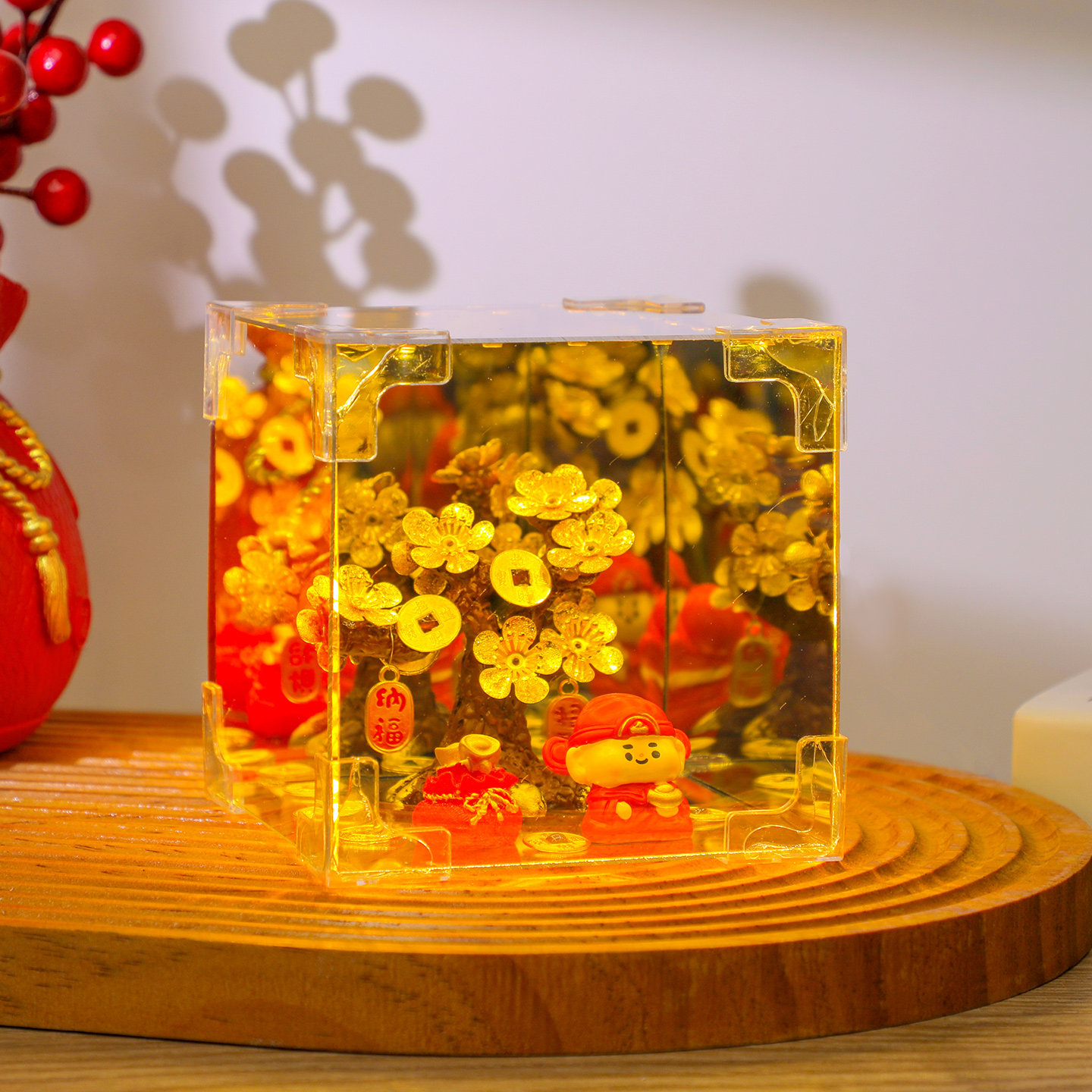 魔方有钱花摆件财神招财猫装饰品