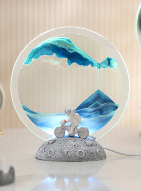 太空人流沙画摆件创意家居桌面沙漏装饰品解压小夜灯送人生日礼物