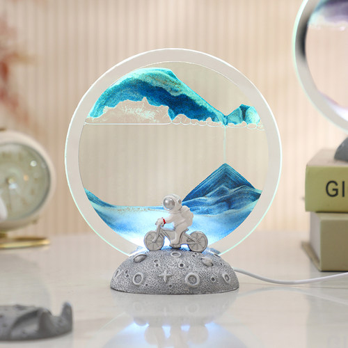 单车宇航员流沙画摆件