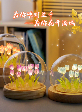 女神节礼物手工小夜灯郁金香花海小摆件创意diy材料包卧室装饰