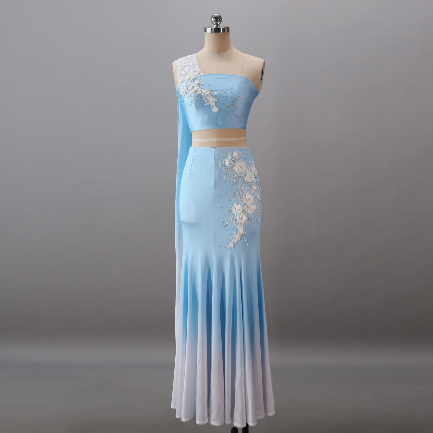 千织万丝新款民族舞蹈服装傣族舞蹈演出服鱼尾包臀裙艺考独舞定制