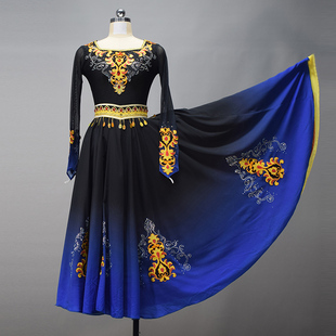 新疆维族舞蹈服演出服三层大裙摆花儿为什么这样红剧目艺考定制