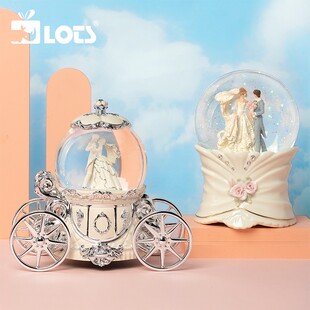 LOTS赞尔jarll水晶球婚礼爱情八音盒音乐盒结婚摆件情人礼物女生