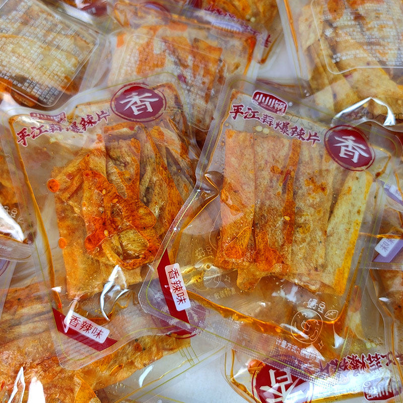 小川锅平江蒜爆辣片500g香辣片老式辣条8090回忆网红怀旧小吃零食