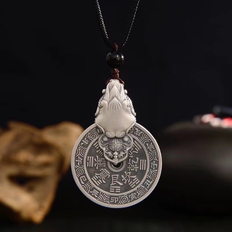 复古山鬼花钱貔貅泰银吊坠进宝貔貅挂件挂绳男乾坤八卦镀银项链,饰品/流行首饰/时尚饰品新,银饰吊坠,淘宝优惠券,粉丝福利购,淘宝优惠卷