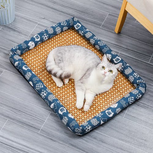 夏季猫窝凉席窝藤编垫子狗窝清凉窝中小型犬泰迪宠物床冰窝凉垫床